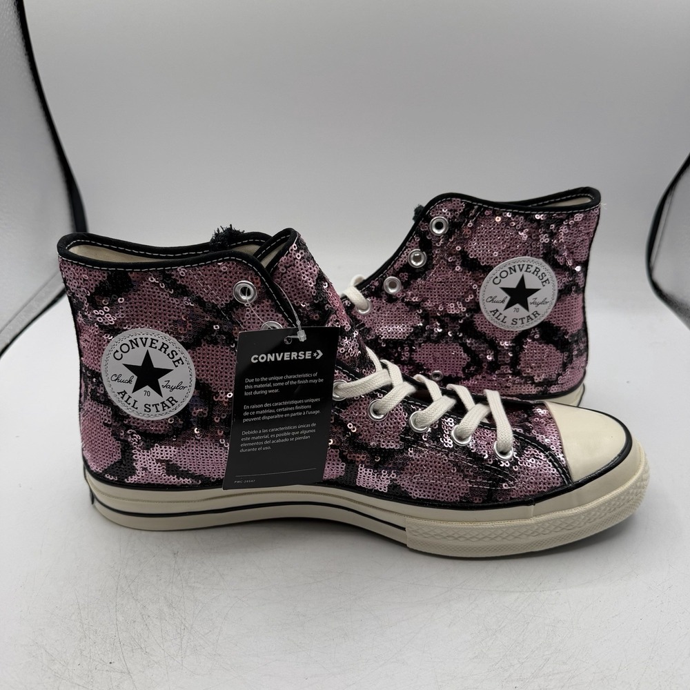 Converse Chuck 70 High Shoes Mens 11 Womens 13 Pink Sequin Snake Pattern Sneaker - Picture 7 of 11